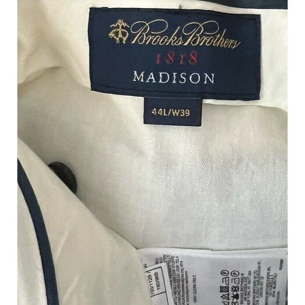 Brooks Brothers Blue Madison 1818 Wool Dress Striped Dark Blue Pants Mens 39x44